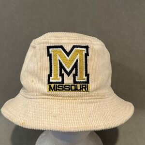 Vintage Missouri Tigers Bucket Hat University Square Corduroy Cream Mens Large